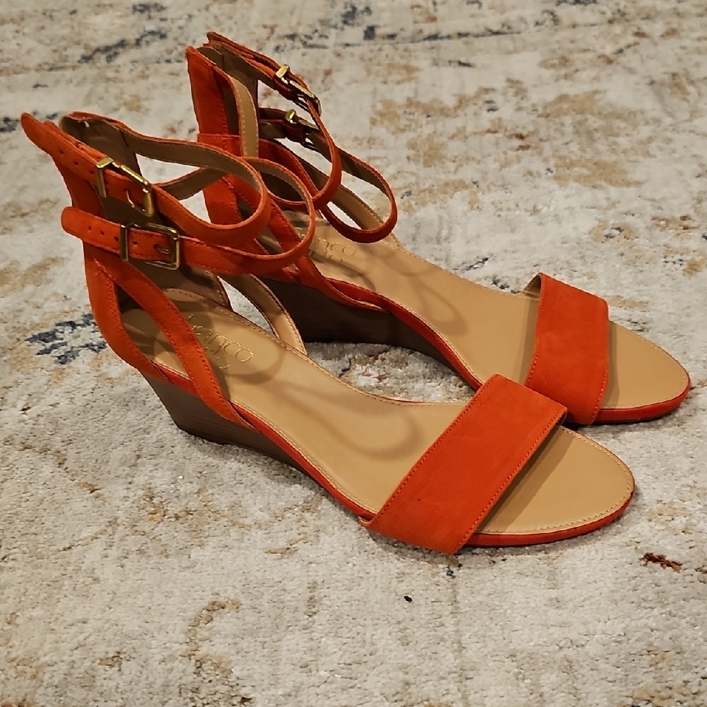 Franco Sarto Orange Heeled Sandals - Picture 2 of 5